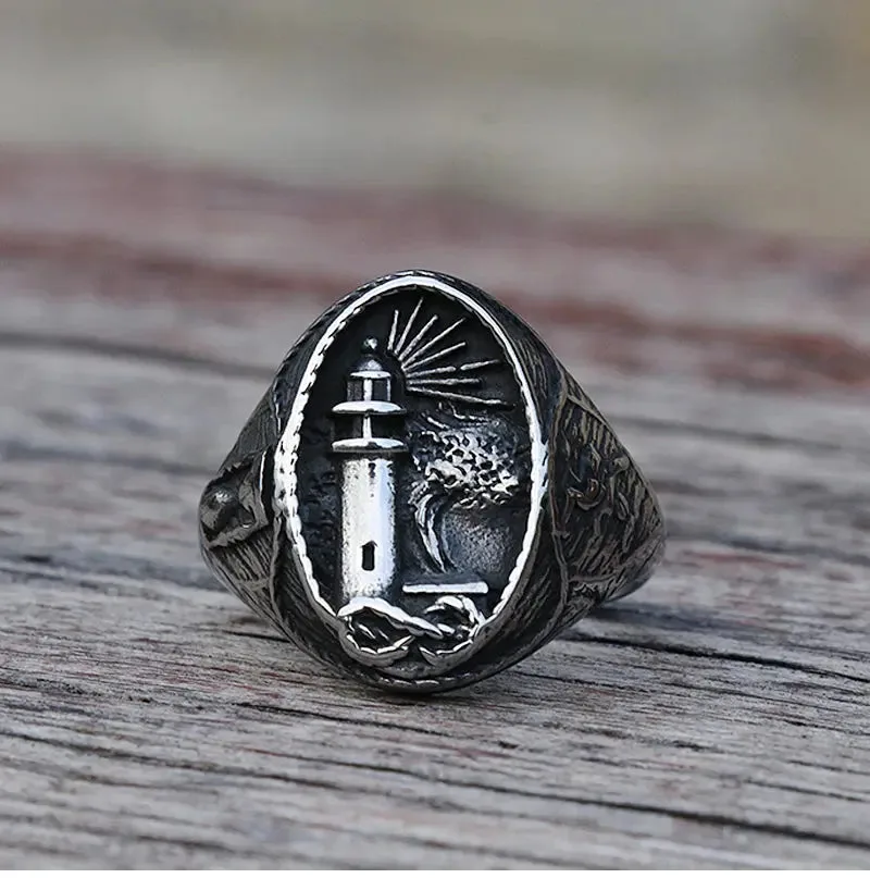 Lighthouse Stainless Steel Ring-Woolova