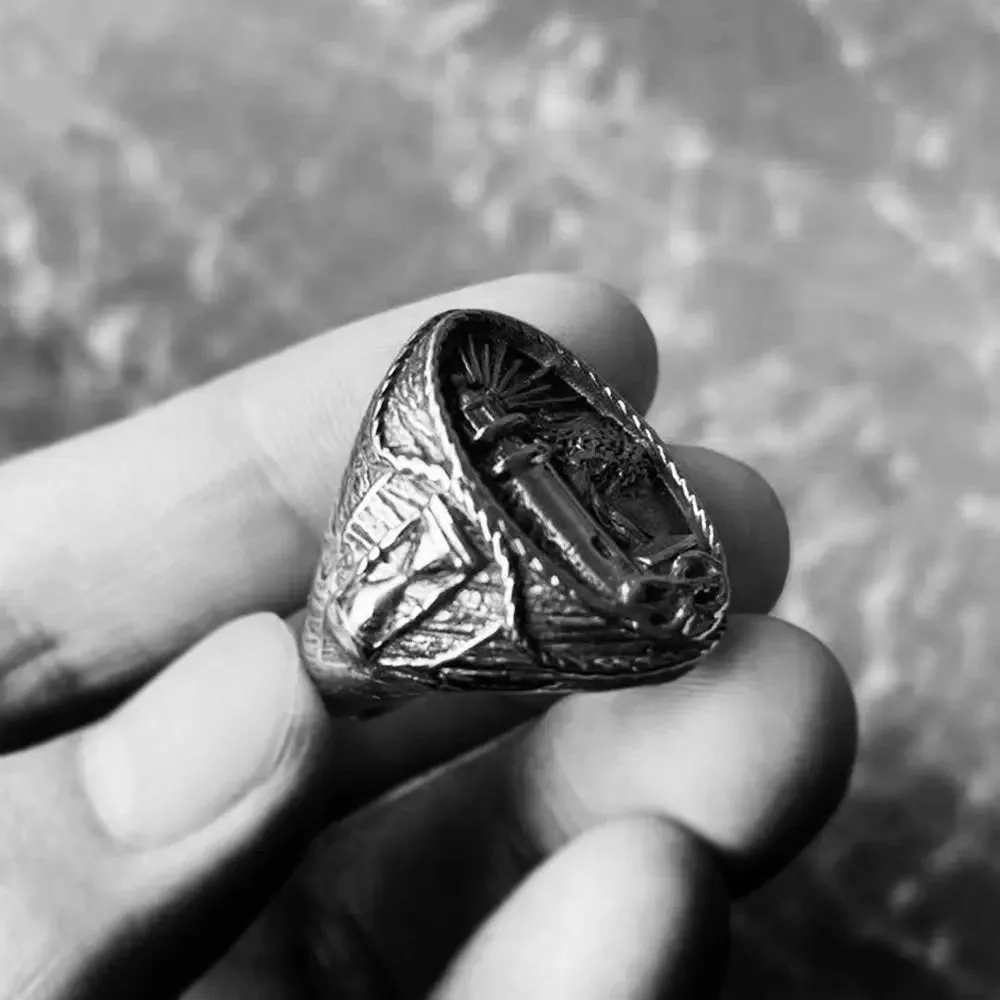Lighthouse Stainless Steel Ring-Woolova
