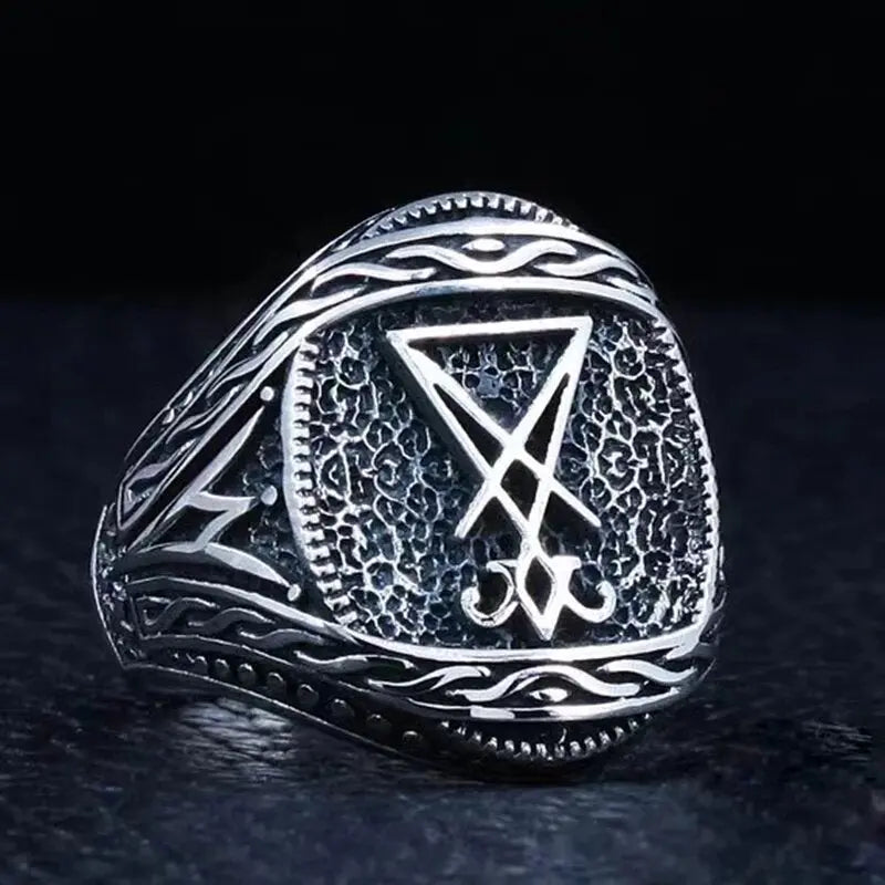 Lucifer Symbol Stainless Steel Ring-Woolova