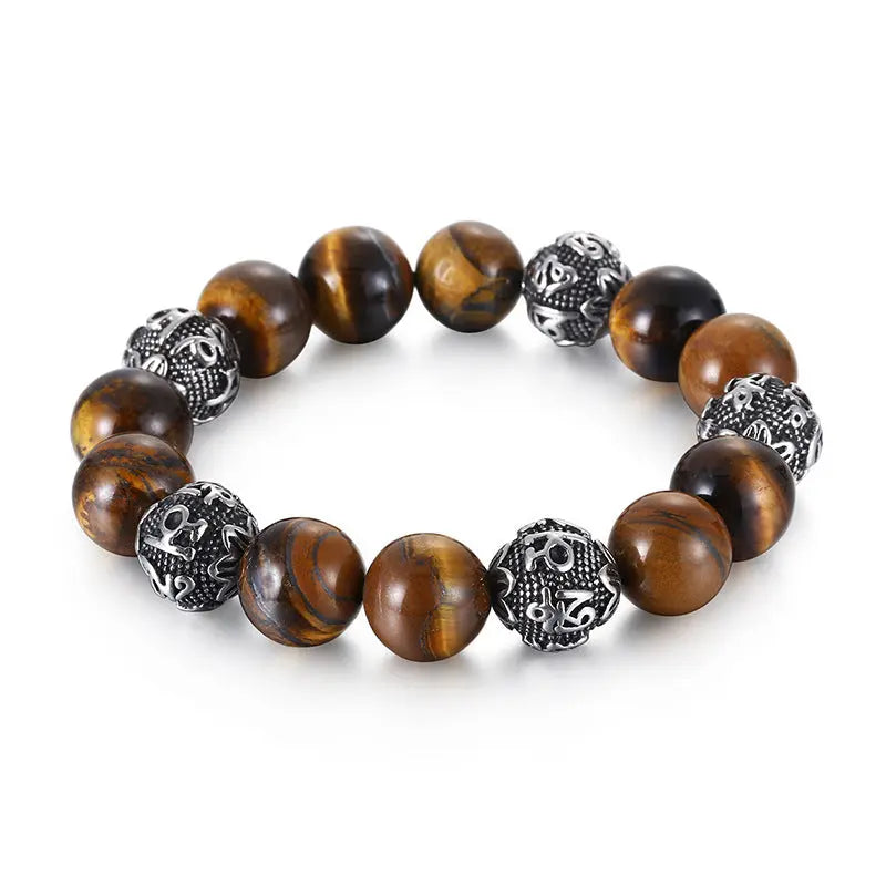 Mala Beads Bracelet Amulet Bead Natural Lava Rock Stone Feng Shui Bracelet-Woolova