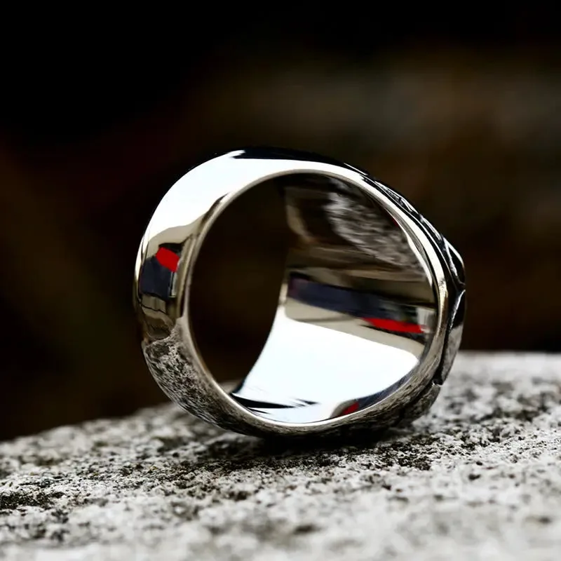 Masonic Cracked Stone Style Stainless Steel Ring-Woolova