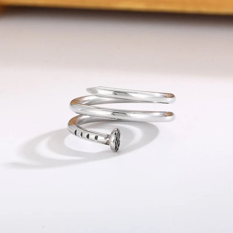 Men's Creative Spring-like Nail Stainless Steel Ring-Woolova
