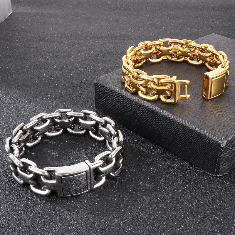 Men's Whip Plain Stainless Steel Bracelet-Woolova