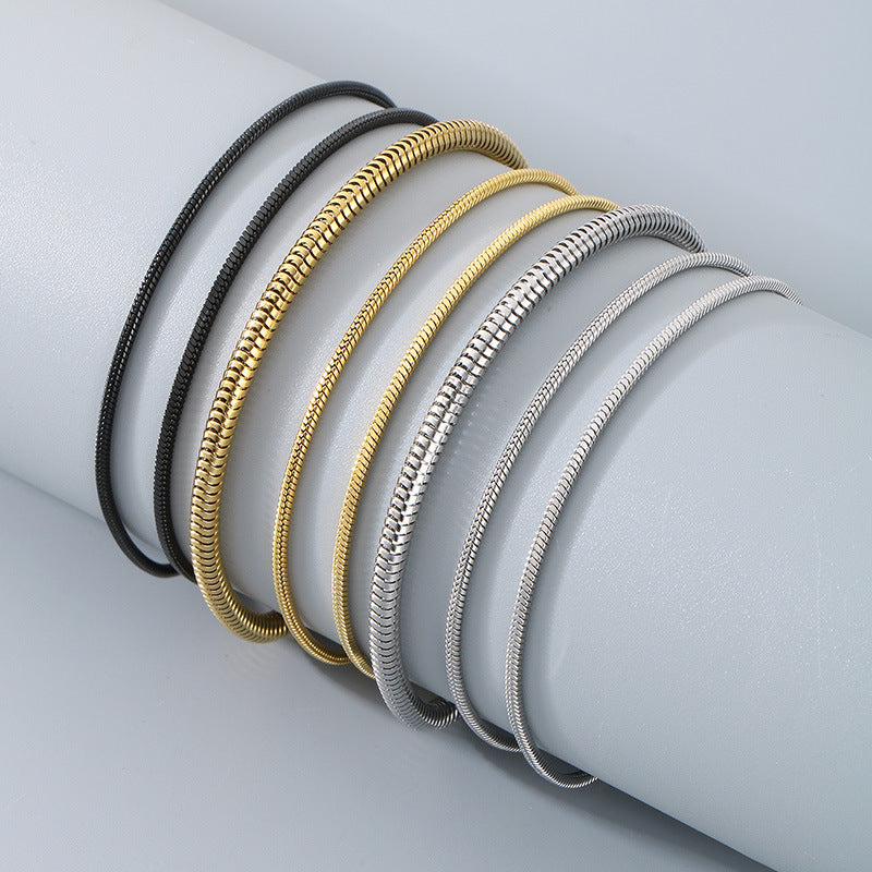 Minimalist Snake Bone Chain Bracelet-Woolova