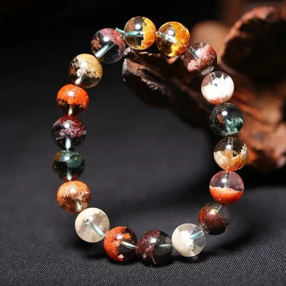 Natural Green Phantom Ghost Quartz Crystal Gemstone Bracelet-Woolova