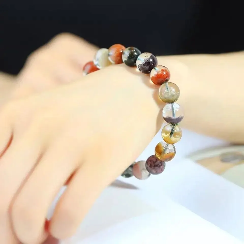 Natural Green Phantom Ghost Quartz Crystal Gemstone Bracelet-Woolova