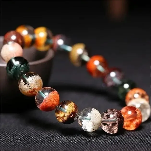 Natural Green Phantom Ghost Quartz Crystal Gemstone Bracelet-Woolova