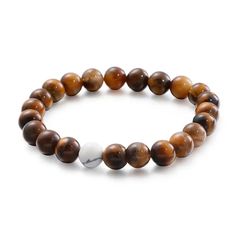 Natural Stone Round Beads Stretchable Bracelet-Woolova