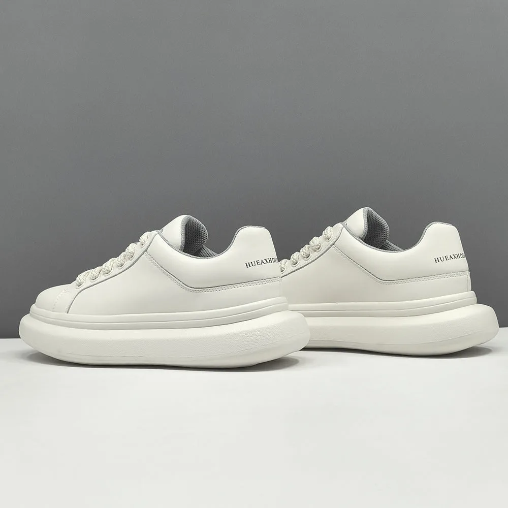Men Minimalism Plain Leather Casual Sneakers-Woolova