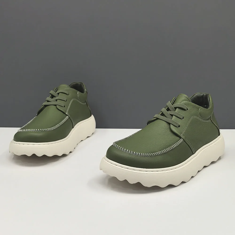 Men Minimalism Solid Leather Casual Shoes-Woolova