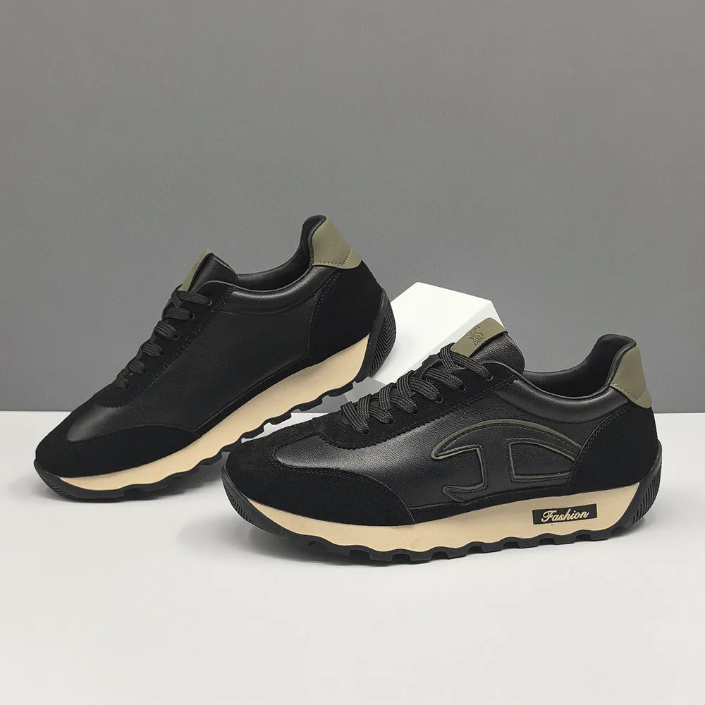 Men Stylish Fashion Soft Leather Casual Sneakers-Woolova