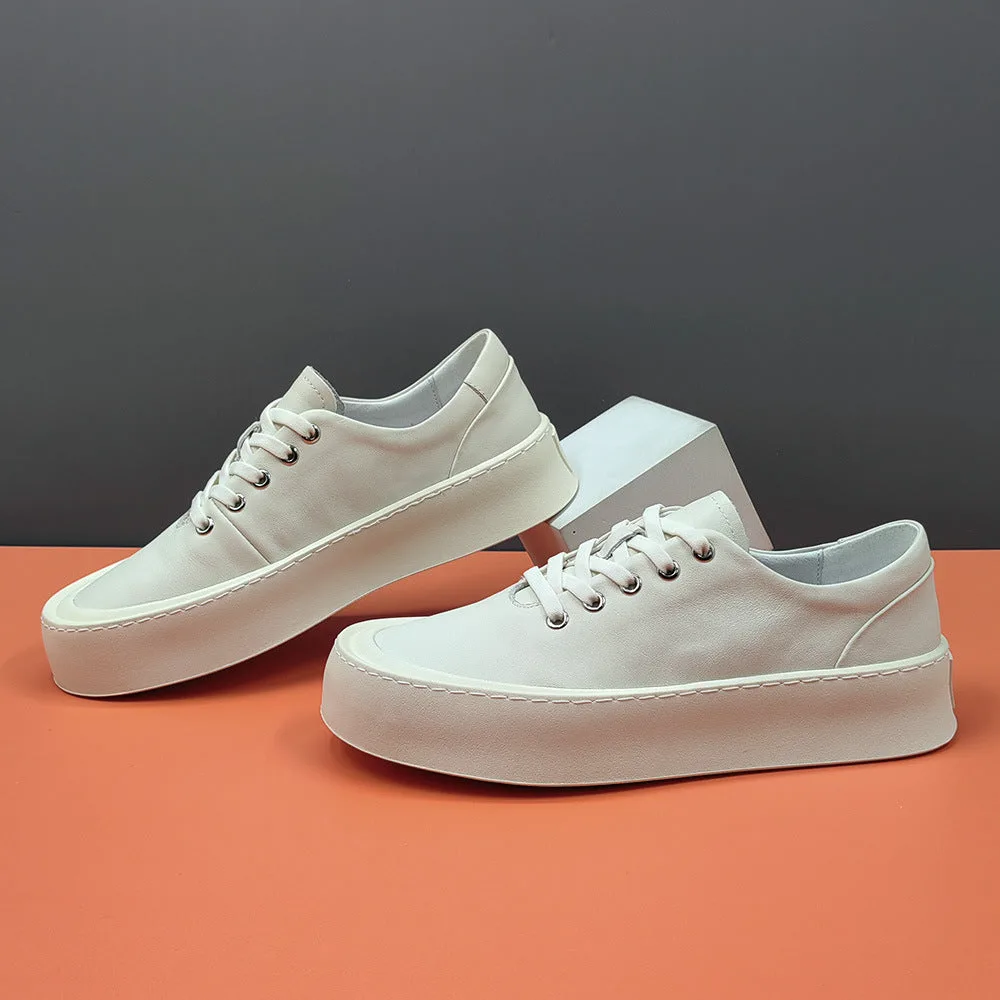 Men Minimalism Leather Flat Casual Shoes-Woolova