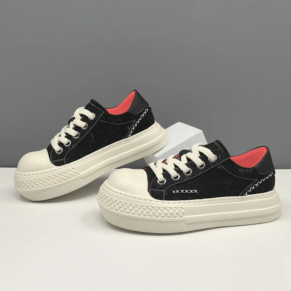 Men Fashion Quilted Denim Canvas Flat Casual Shoes-Woolova
