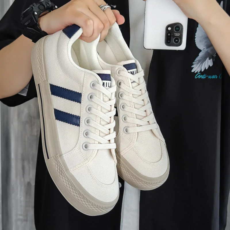 Men Fashion Canvas Breathable Flat Casual Skate Shoes-Woolova
