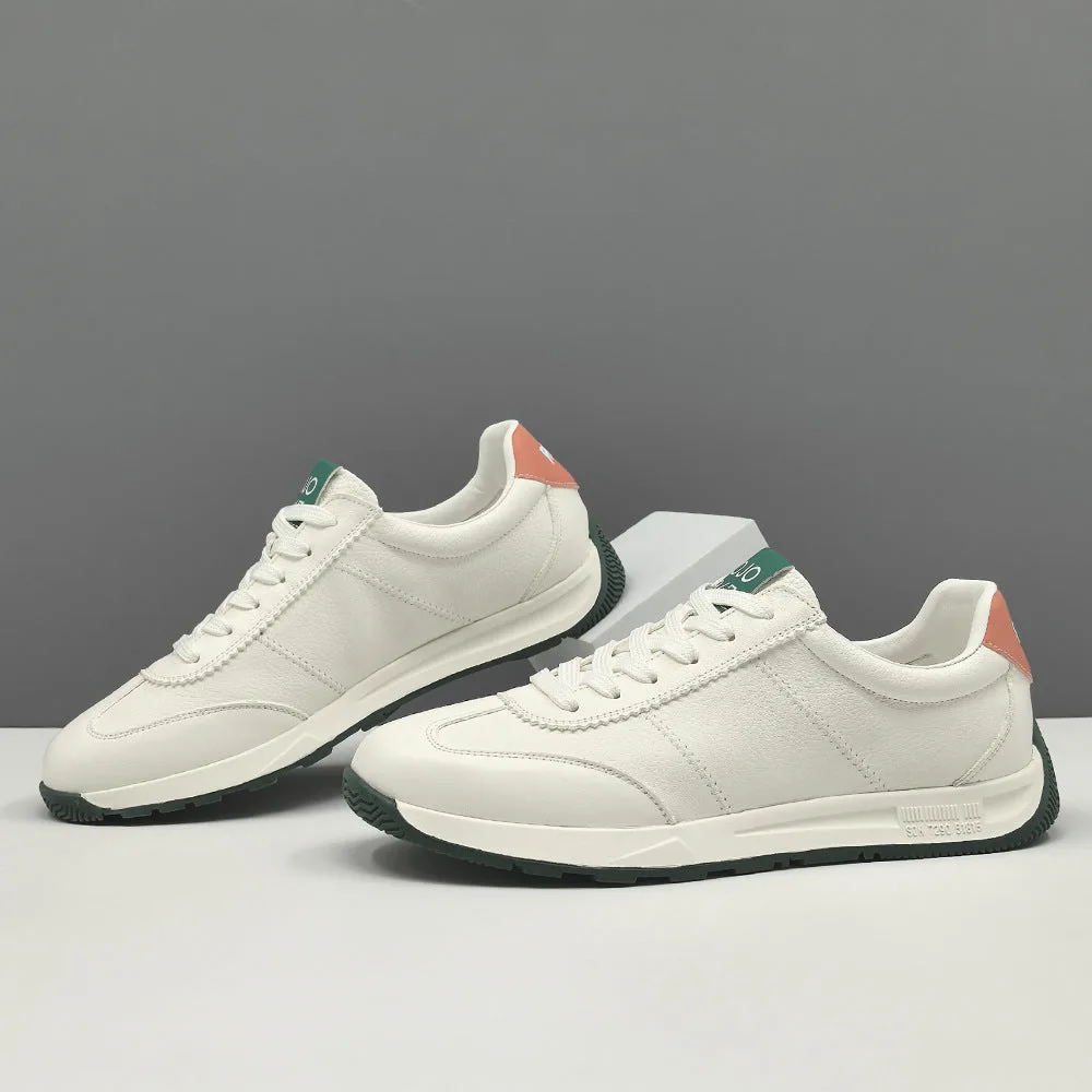 Men Fashion Plain Quilted Leather Flat Casual Sneakers-Woolova