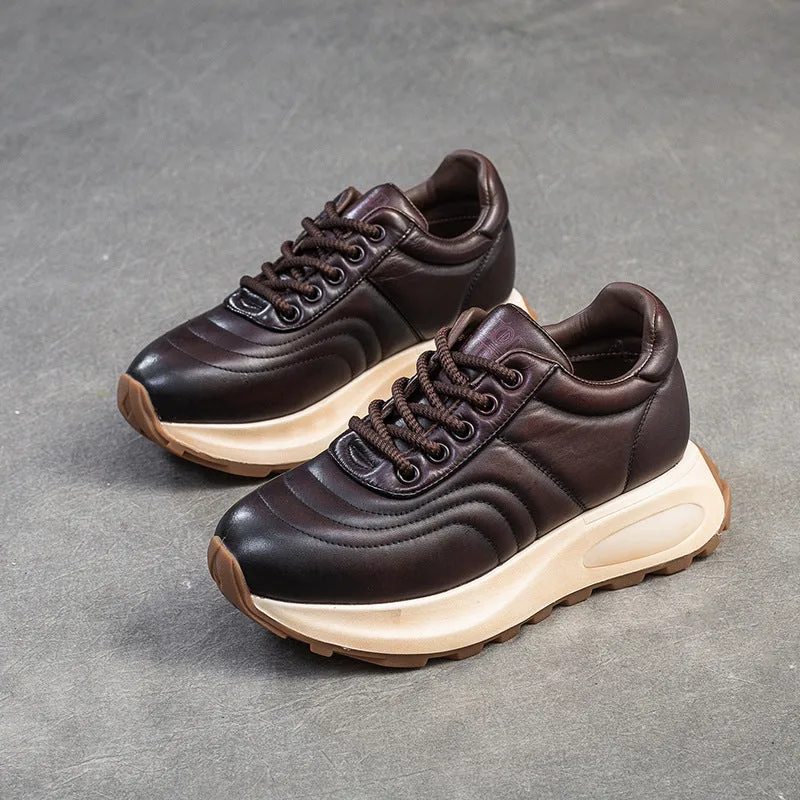Women Minimalism Quilted Leather Casual Sneakers-Woolova