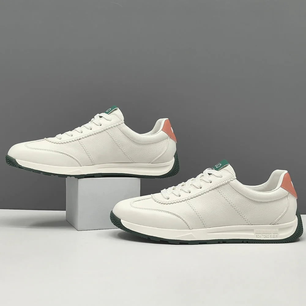 Men Fashion Plain Quilted Leather Flat Casual Sneakers-Woolova