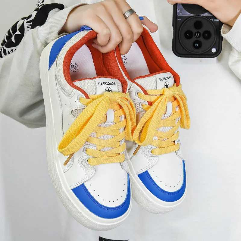 Men Fashion Color Matching Flat Casual Skate Shoes-Woolova