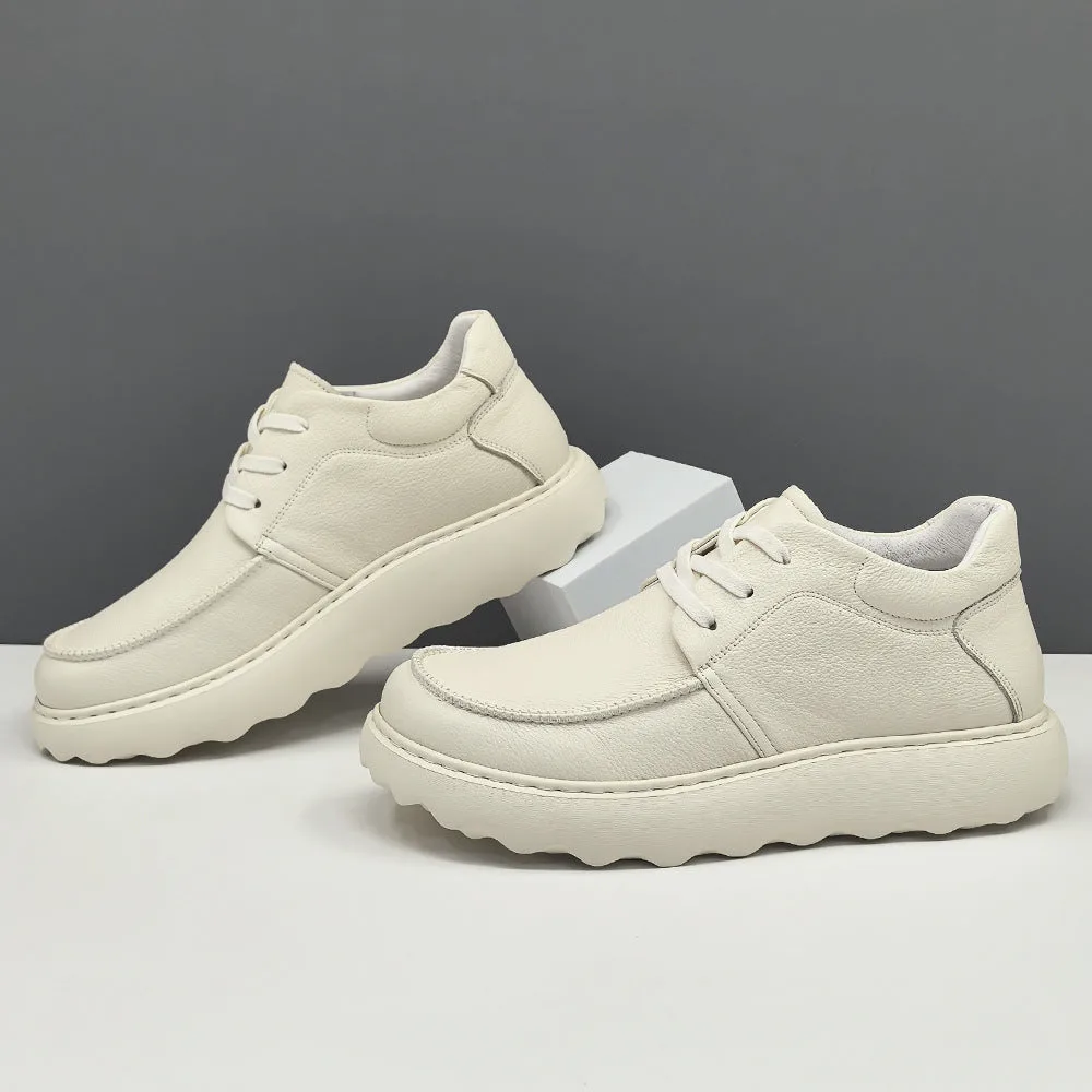 Men Minimalism Solid Leather Casual Shoes-Woolova