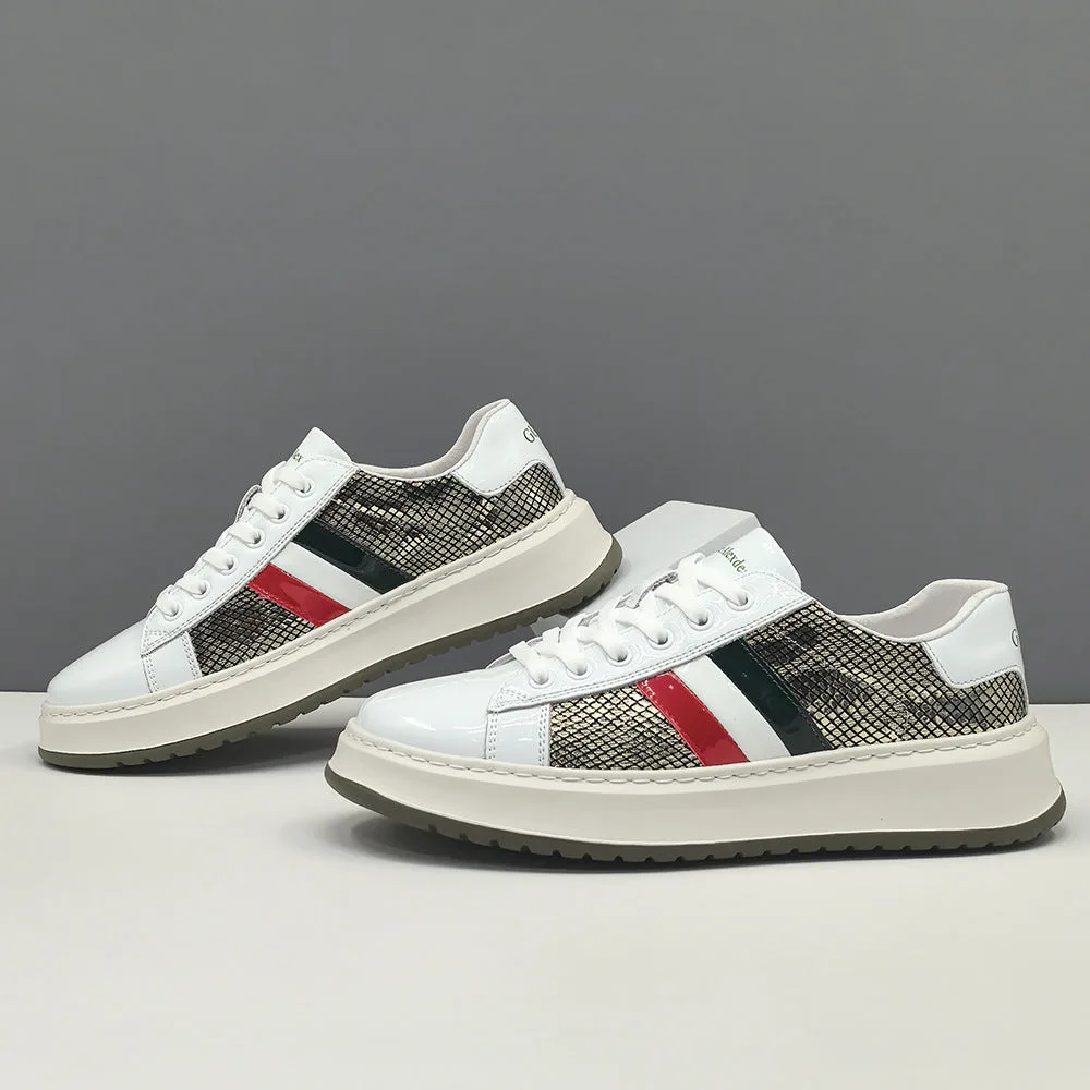 Men Stylish Patchwork Leather Flat Casual Shoes-Woolova
