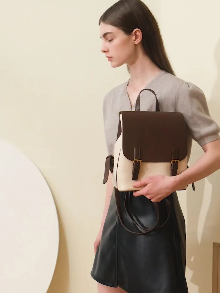 Women Classic Minimalist Casual Leather Backpack-Woolova