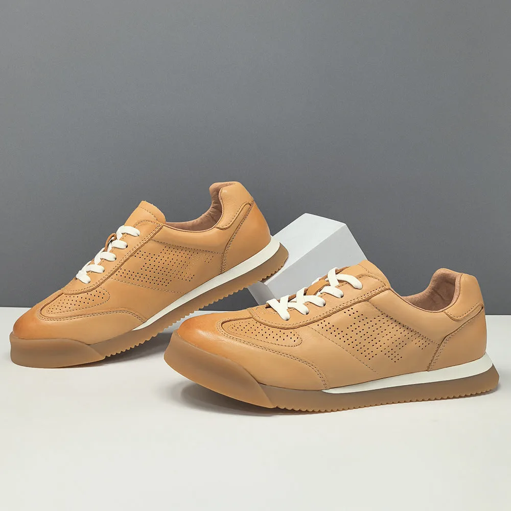 Men's Minimalism Quilted Breathable Leather Casual Shoes-Woolova