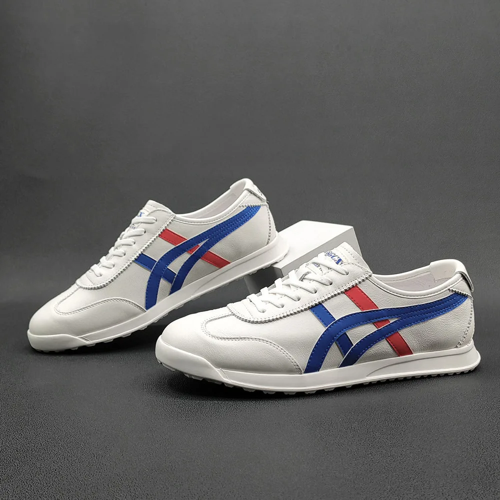 Men Stylish Patchwork Leather Casual Sneakers-Woolova