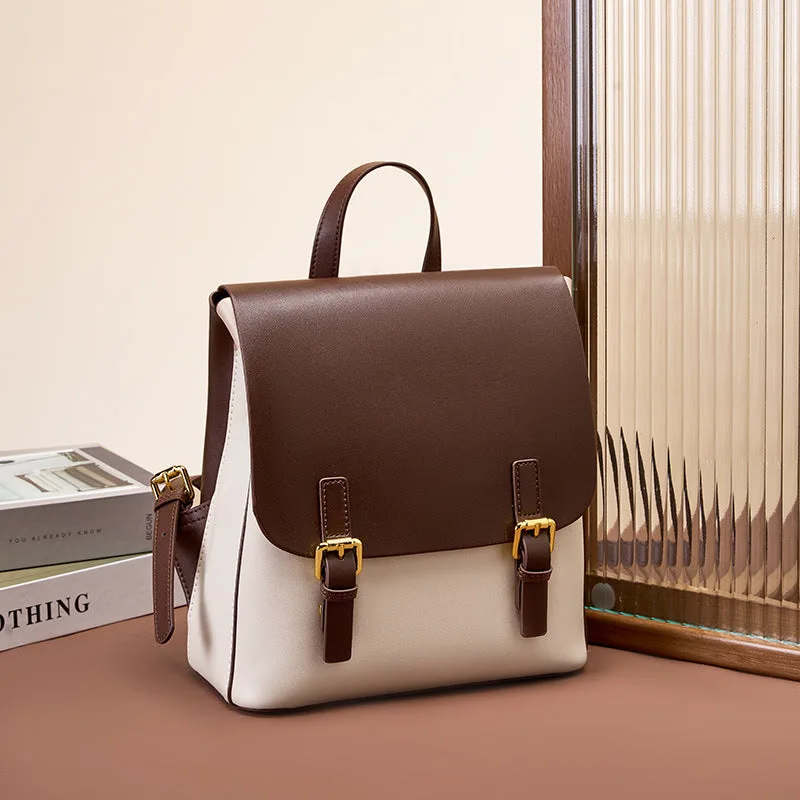 Women Classic Minimalist Casual Leather Backpack-Woolova