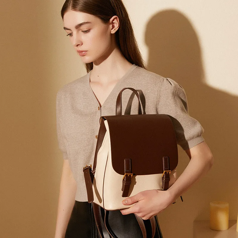 Women Classic Minimalist Casual Leather Backpack-Woolova