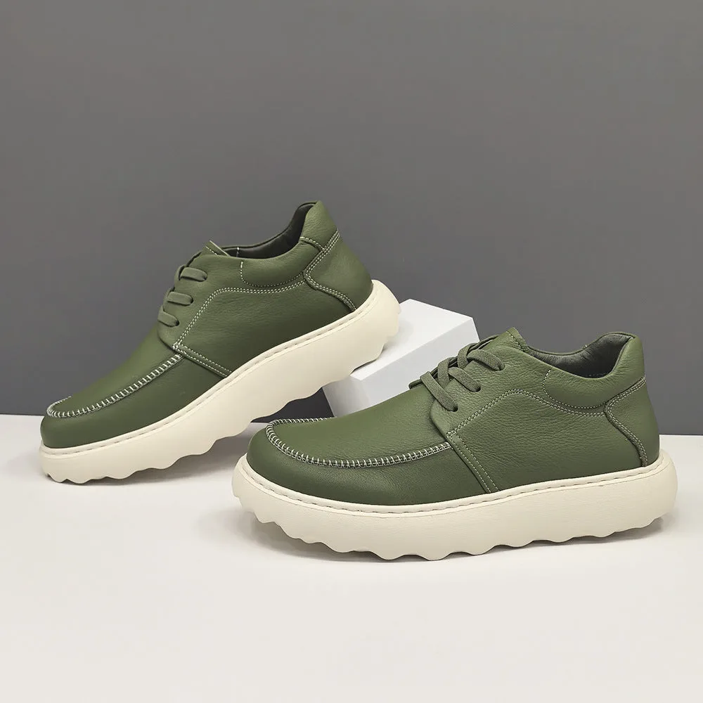 Men Minimalism Solid Leather Casual Shoes-Woolova