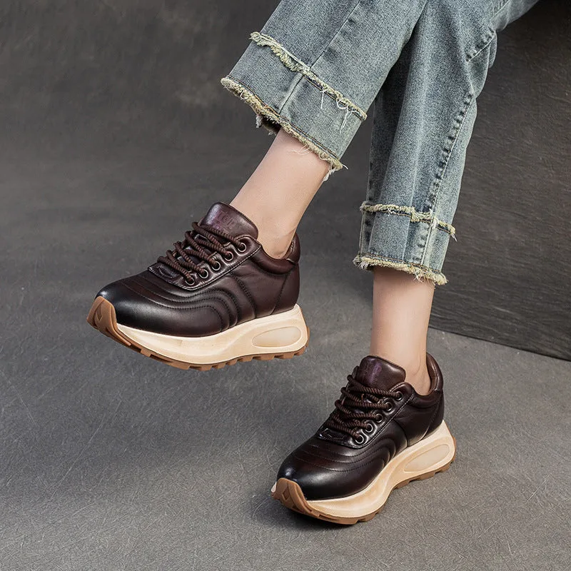 Women Minimalism Quilted Leather Casual Sneakers-Woolova