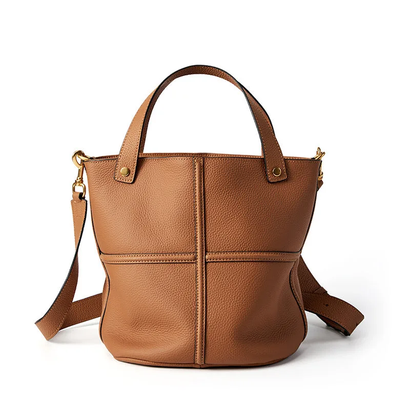 Women Fashoin Leather Cross Body Bucket Bag-Woolova