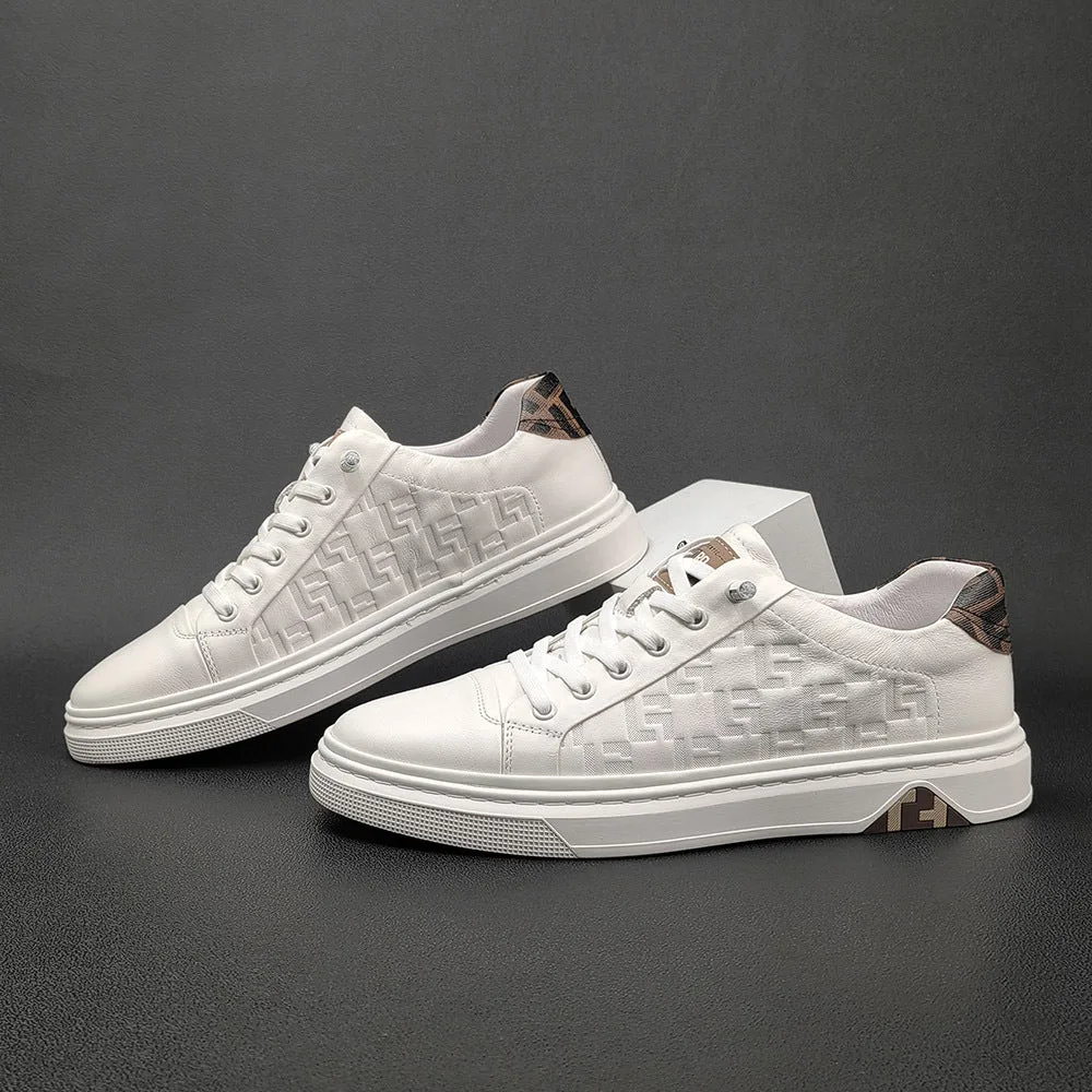 Men Stylish Figured Leather Fashion Casual Sneakers-Woolova