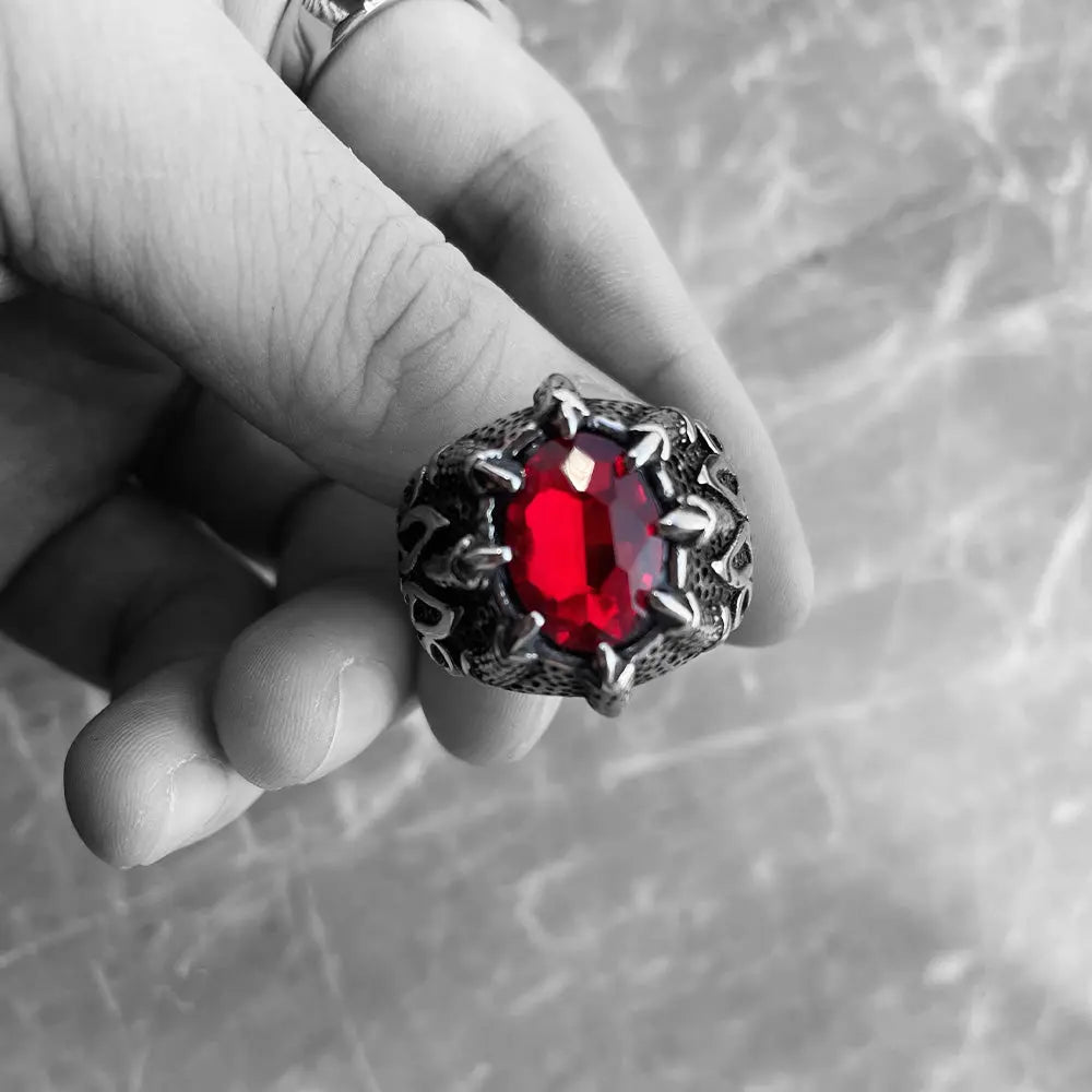 Oval Gemstone Stainless Steel Ring-Woolova