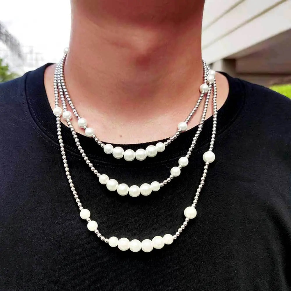 Pearl With Steel Necklace-Woolova