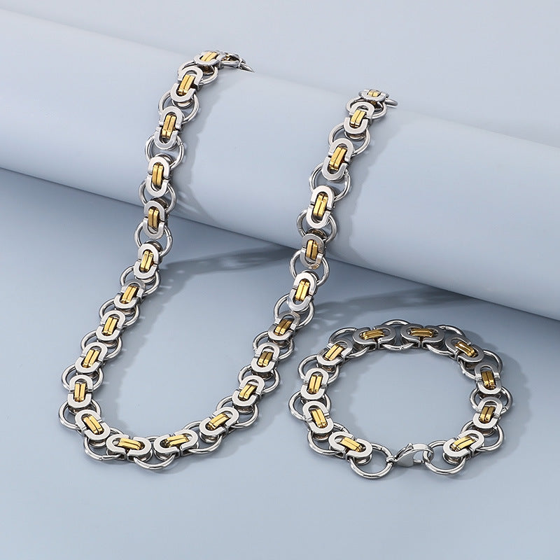 Rock Emperor Byzantine Flat Round Bracelet Necklace-Woolova