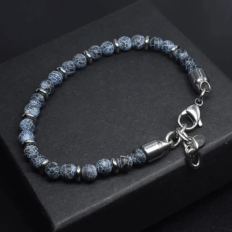 Single-row Natural Stone Bead Lobster Claw Clasp Bracelet-Woolova