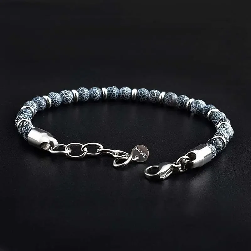 Single-row Natural Stone Bead Lobster Claw Clasp Bracelet-Woolova