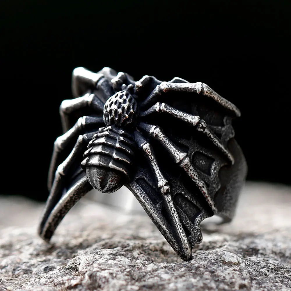Stereoscopic Spider Stainless Steel Ring-Woolova