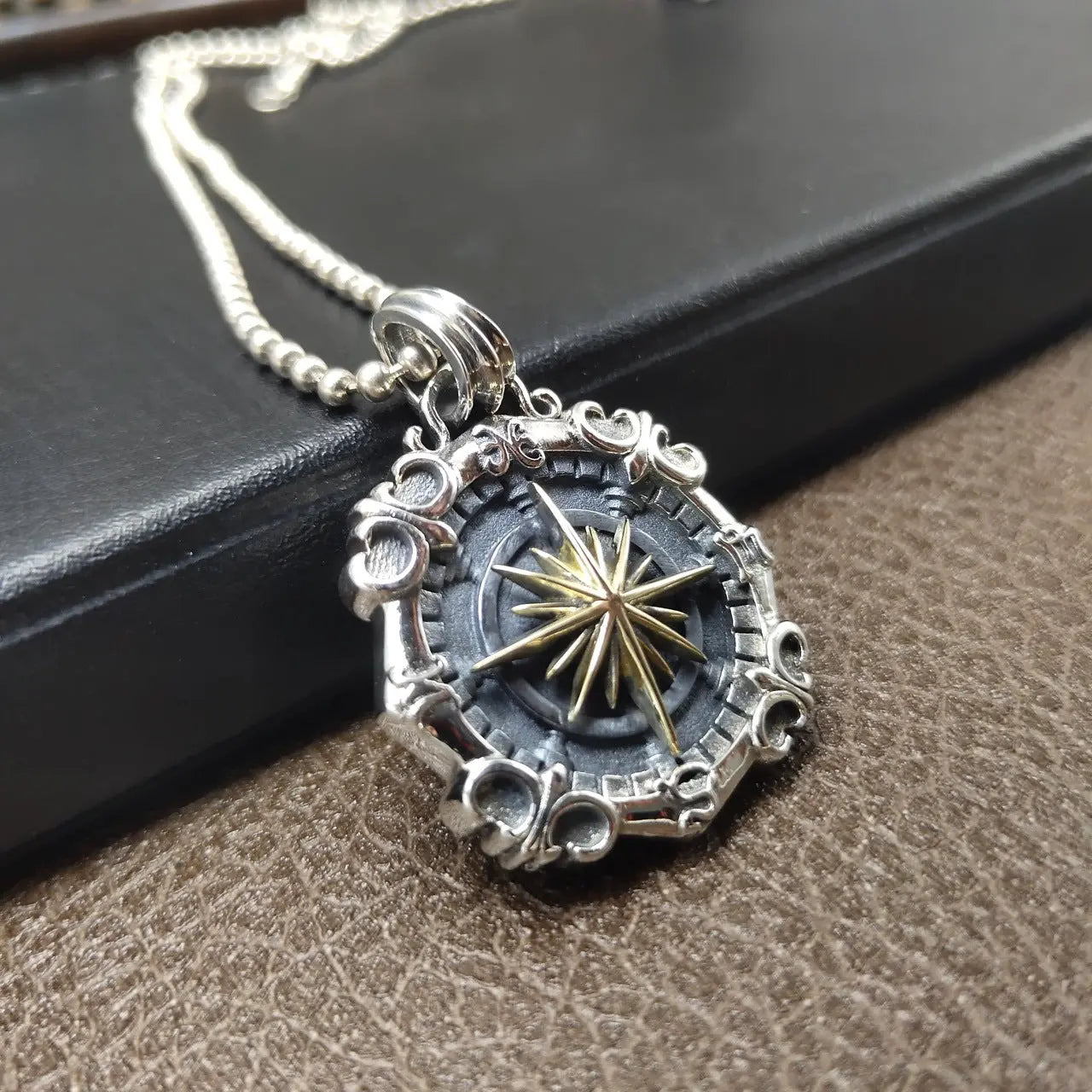 Sterling Silver Nautical Compass Pendant-Woolova