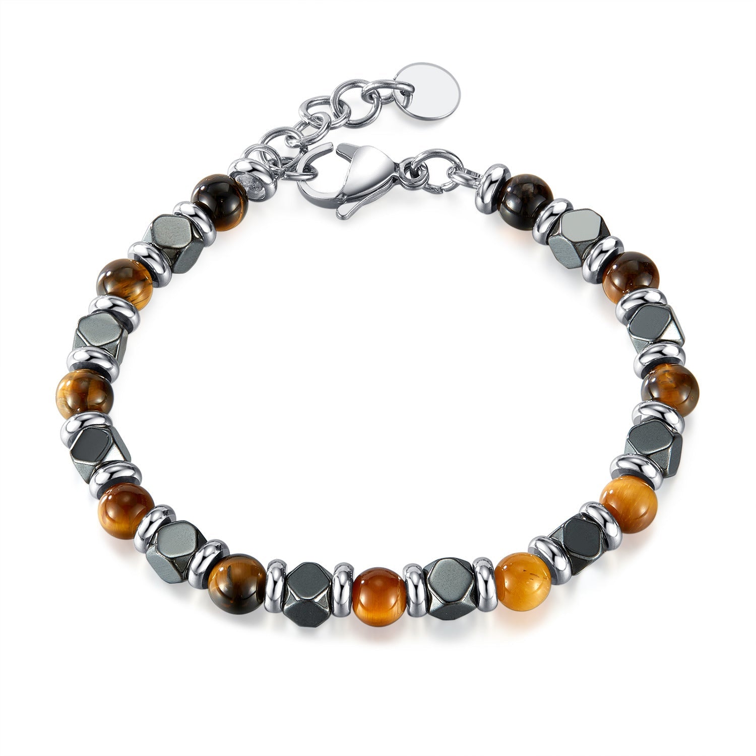 Tiger's Eye Hematite Beaded Bracelet-Woolova