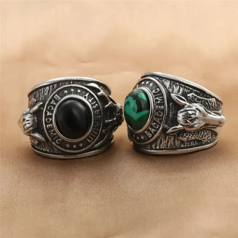 Turquoise-Obsidian Nordic Elk Ring-Woolova