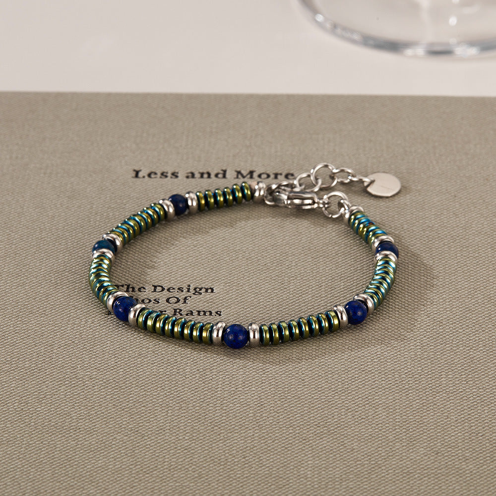 Turquoise and Lapis Lazuli Beaded Bracelet-Woolova