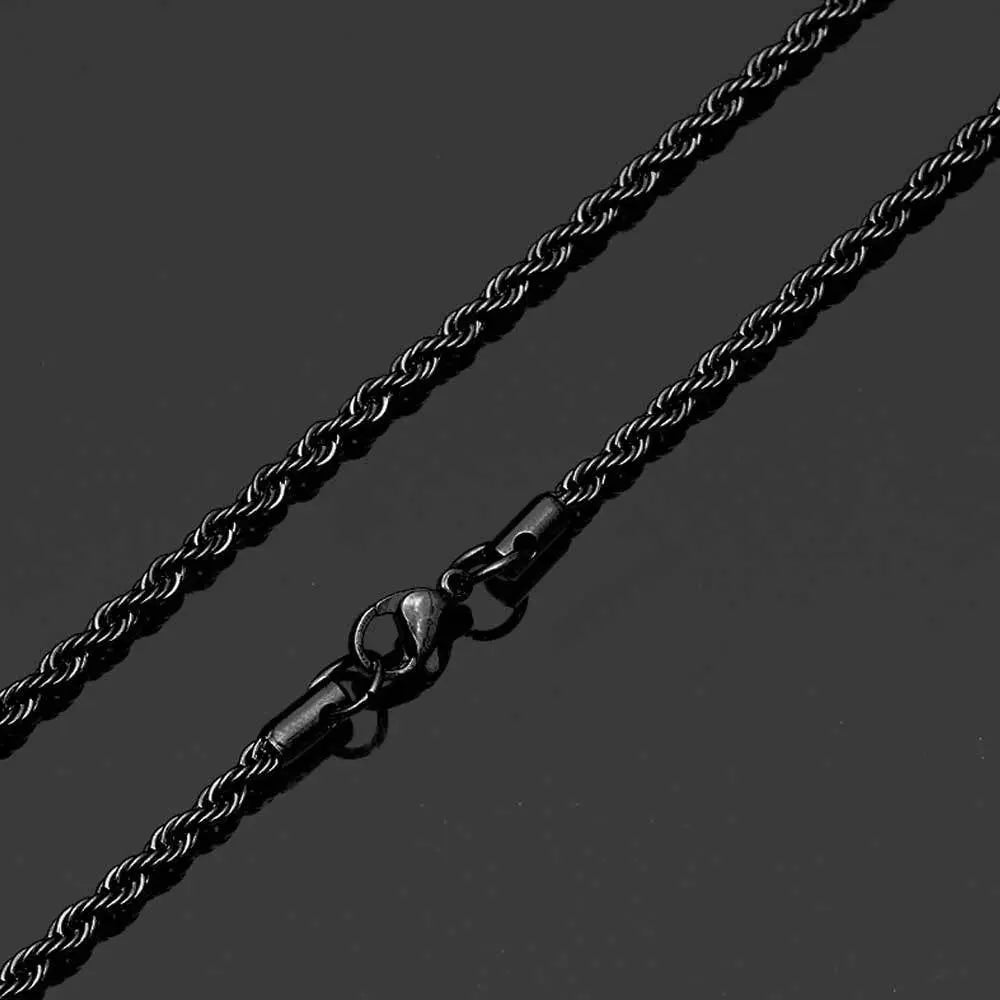 Twisted Stainless Steel Rope Chain-Black-Woolova