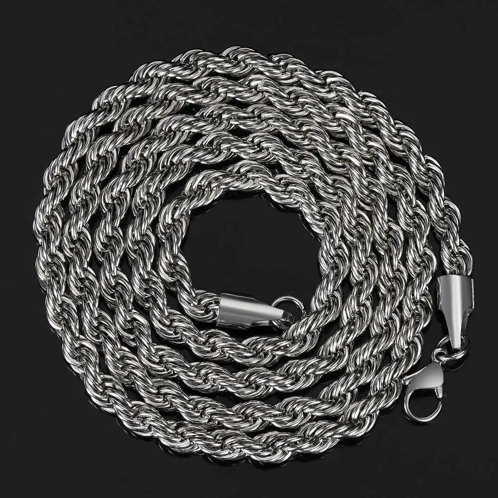 Twisted Stainless Steel Rope Chain-Silver-Woolova