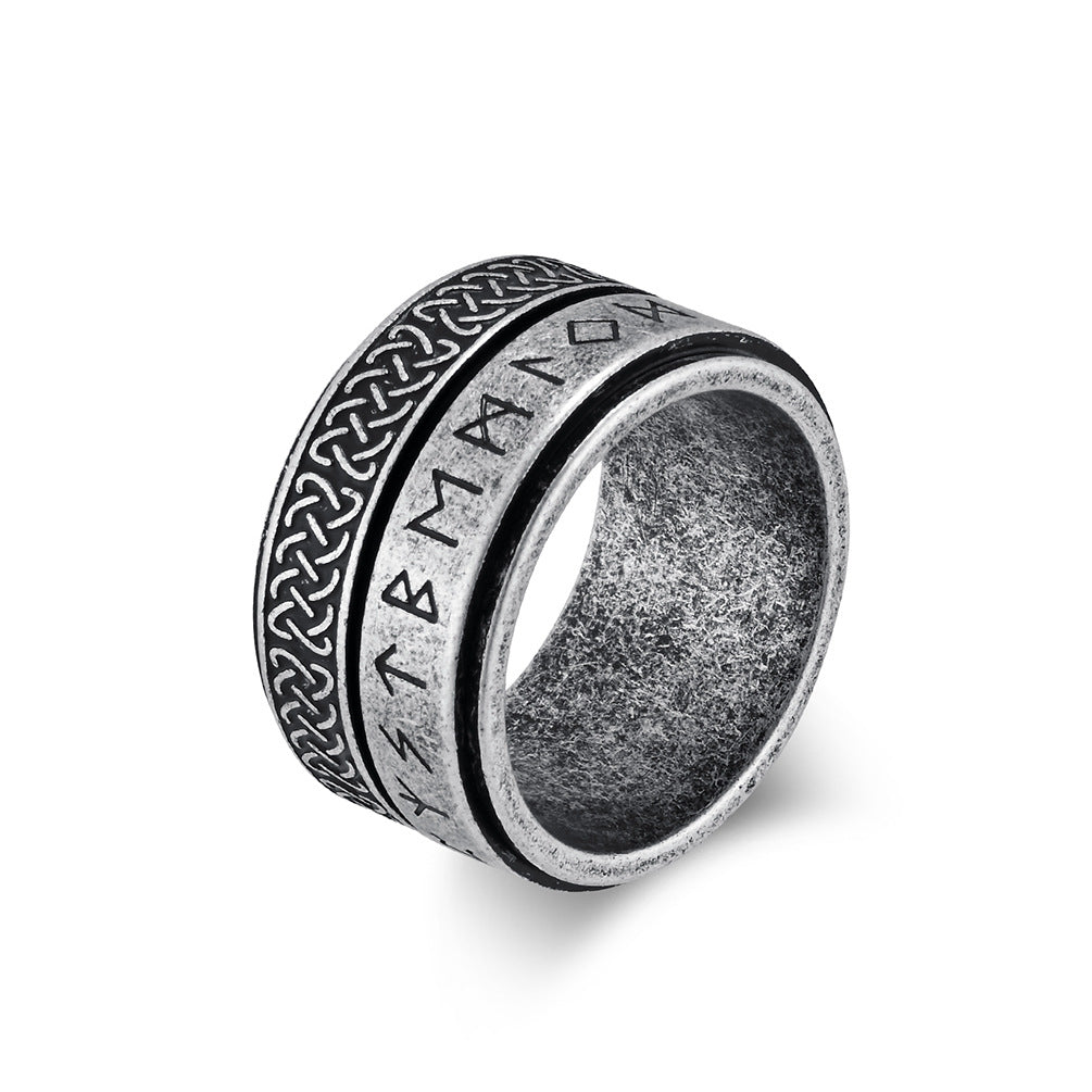 Viking Rune Engraved Rotating Ring-Woolova