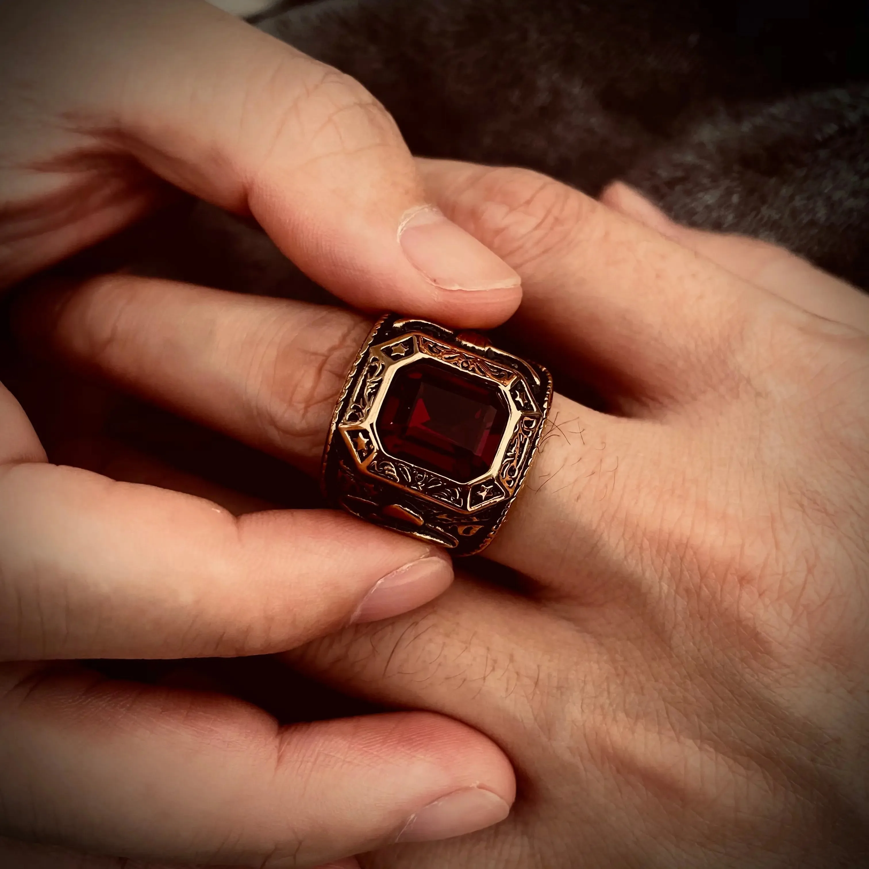 Vintage Bull Head Gem Ring-Woolova