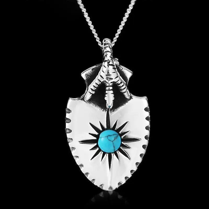 Vintage Turquoise Shield Pendant-Woolova