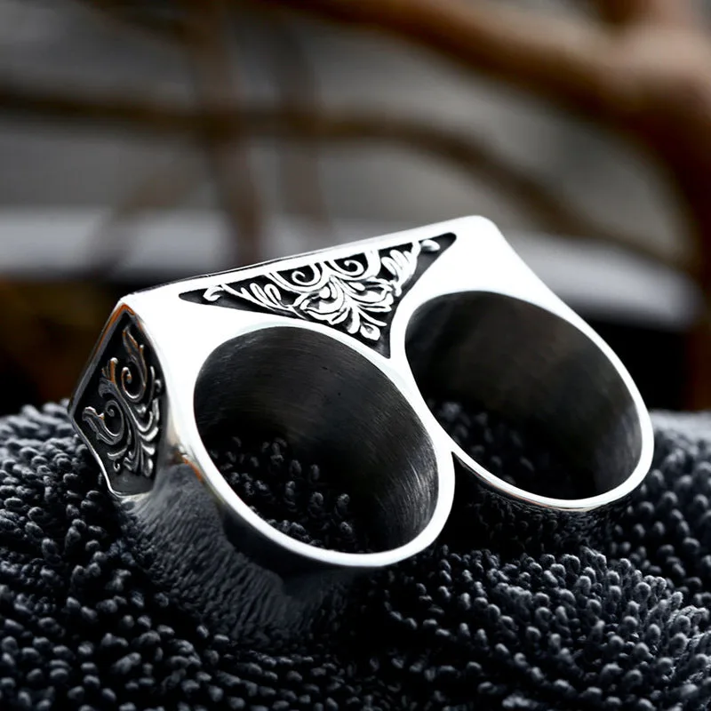 Stainless Steel Two Finger Ring-Woolova