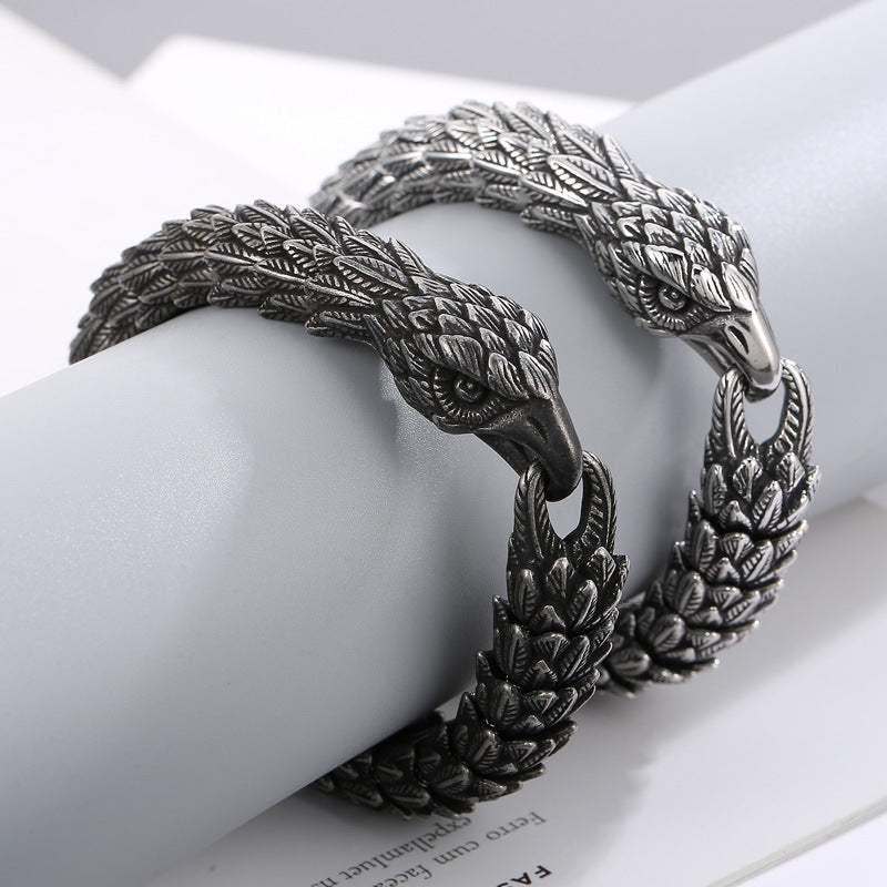 Vintage Punk Serpent Body Eagle Head Bracelet-Woolova